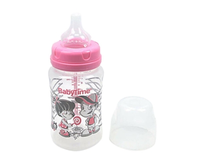 Baby Time BT075 Silikon Uçlu Geniş Ağız Biberon 250 Ml - Pembe - Baby Time