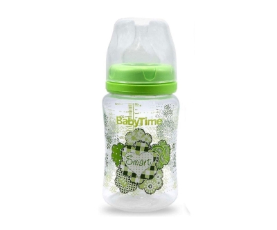 Baby Time BT075 Silikon Uçlu Geniş Ağız Biberon 250 Ml - Yeşil - Baby Time