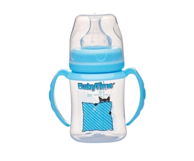 Baby Time BT078 Geniş Ağız Kulplu Pp Biberon 150 Ml - Mavi - Baby Time