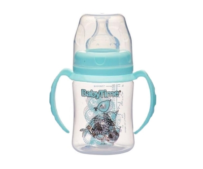 Baby Time BT078 Geniş Ağız Kulplu Pp Biberon 150 Ml - Yeşil - Baby Time