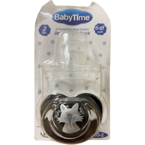 Baby Time BT153 Silikon Damaklı Koruyucu Kapaklı Siyah Gövdeli Emzik No:2 - 2