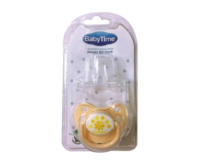 Babytime BT129-2 Damaklı 6-18 Ay Mat Emzik - Krem - Baby Time
