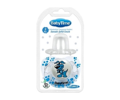 Babytime Damaklı Şeffaf Emzik BT144-2 Mavi - Baby Time