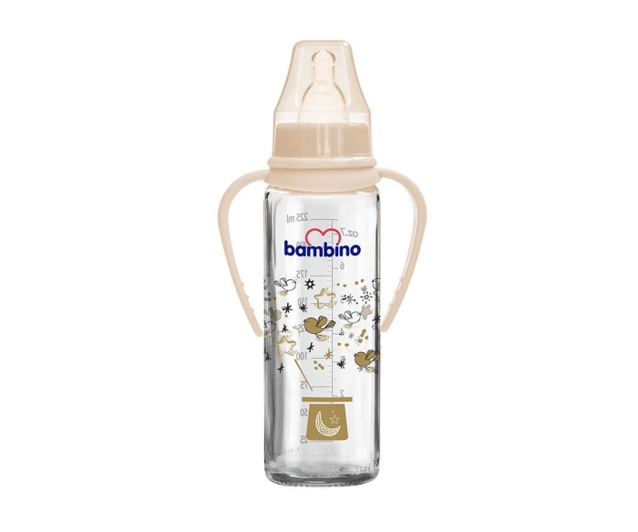 Bambino 0+ Ay Kulplu Cam Biberon 225 Ml - Krem - 1