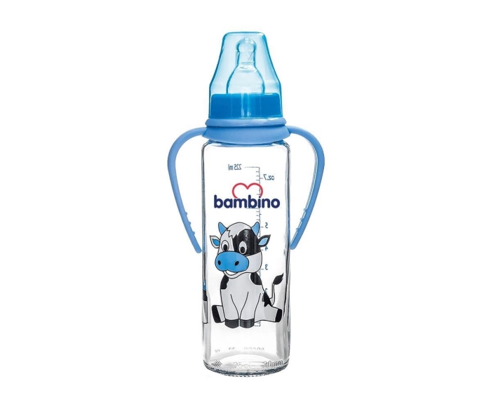 Bambino 0+ Ay Kulplu Cam Biberon 225 Ml - Mavi - 1