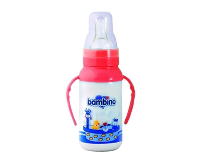 Bambino BE 015 Kulplu Cam Biberon 125 Ml - Kırmızı - Bambino