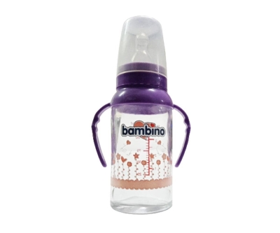Bambino BE 015 Kulplu Cam Biberon 125 Ml - Mor - Bambino