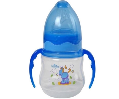 Bambino Pp Geniş Ağızlı Kulplu Biberon-Mavi 150Ml - Bambino