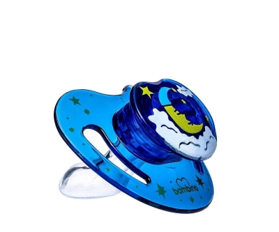Bambino Silikon Desenli Damaklı Emzik No:2 - Mavi - Bambino