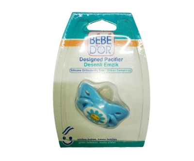 Bebedor 3+ Ay Silikon Damaklı Desenli Emzik 192 - Açık Mavi - Bebedor