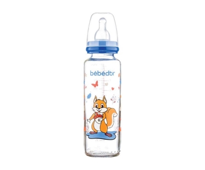 Bebedor 31302 Desenli Cam Biberon 250 Ml - Koyu Mavi - Bebedor