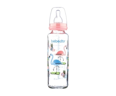 Bebedor 31302 Desenli Cam Biberon 250 Ml - Pembe - Bebedor