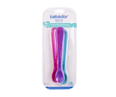Bebedor 9558 Yumuşak Uçlu Bebek Kaşık Seti Mor - Bebedor