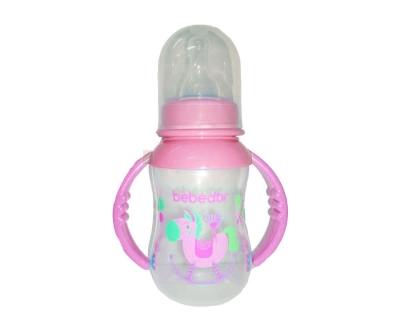 Bebedor Desenli Kulplu Biberon 125 Ml Pembe Desenli - Bebedor