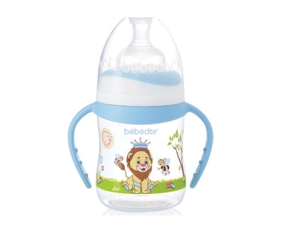 Bebedor Geniş Ağız Kulplu Biberon 150 Ml - Mavi - Bebedor