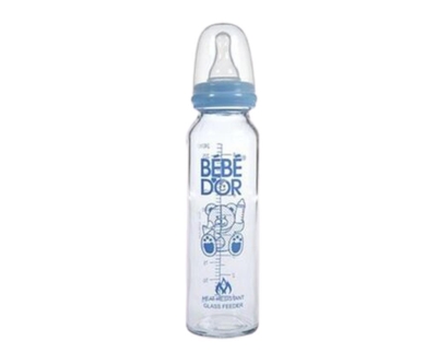 Bebedor Orta Akış Isıcam Biberon (250 ml) / Mavi - Bebedor
