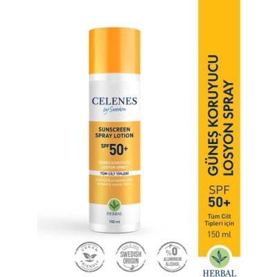Celenes By Sweden Herbal Güneş Koruyucu Losyon Sprey 50 Spf 150 ml - Tüm Cilt Tipleri - Celenes By Sweden