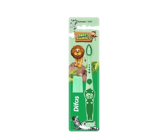 Difaş Sweet Animals Çocuk Diş Fırçası Yeşil (Yumuşak) - 1