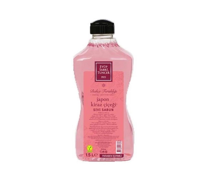 Doğal Zeytinyağlı Sıvı Sabun Japon Kiraz Çiçeği 1,5 l Pet Şişe - 1