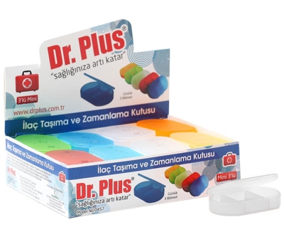 Dr Plus Mini 3'Lü Günlük İlaç Taşıma Kutusu Tek Adet - Beyaz - Dr Plus