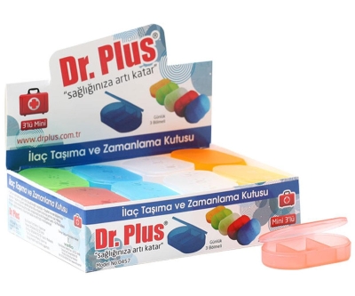 Dr Plus Mini 3'Lü Günlük İlaç Taşıma Kutusu Tek Adet - Kırmızı - Dr Plus