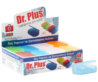 Dr Plus Mini 3'Lü Günlük İlaç Taşıma Kutusu Tek Adet - Mavi - Dr Plus