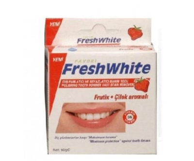 Fresh White Diş Parlatıcı Ve Beyazlatıcı Bakım Tozu 50G - Çilek Aromalı - Fresh White