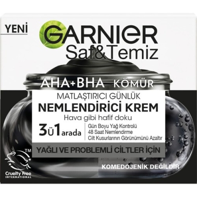 Garnier Aha Bha Kömür 3'Ü 1 Arada Matlaştırıcı Günlük Nemlendirici Krem 50ml - 3