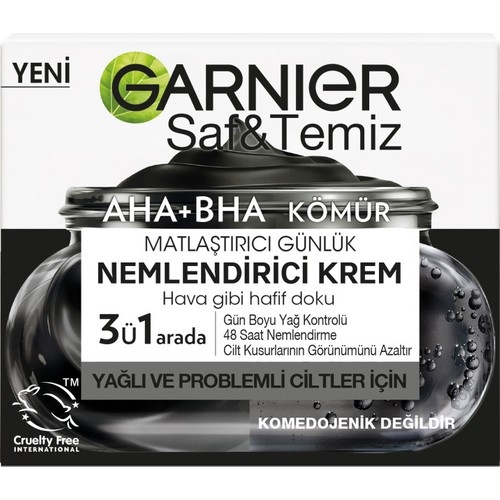 Garnier Aha Bha Kömür 3'Ü 1 Arada Matlaştırıcı Günlük Nemlendirici Krem 50ml - 3