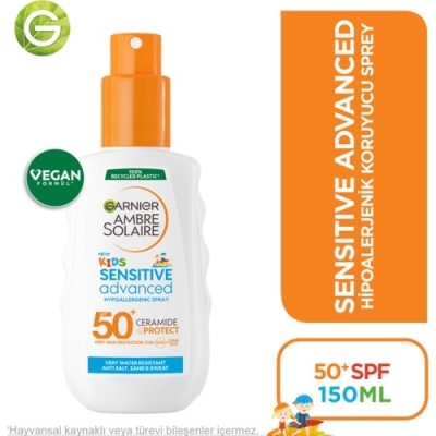 Garnier Ambre Solaire Sensitive Advanced Çocuk Hipoalerjenik Güneş Koruyucu Sprey SPF50+ 150ML - Garnier