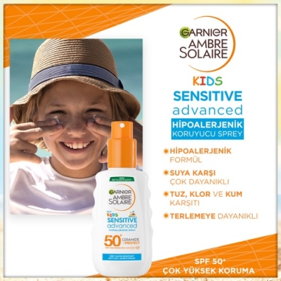Garnier Ambre Solaire Sensitive Advanced Çocuk Hipoalerjenik Güneş Koruyucu Sprey SPF50+ 150ML - 3