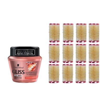 Gliss Magnificent Strength Maske 300 ml ve Trina İğneli Bigüdi 004 Set - Gliss
