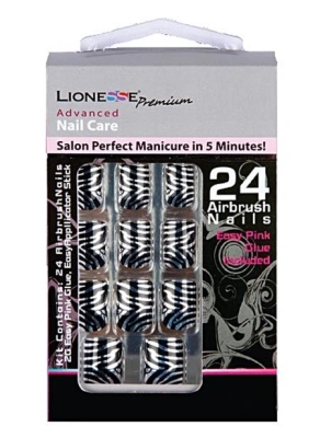 Lionesse Nail Care Salon Perfect 24 Adet Takma Tırnak M-65 Zebra Desen - Lionesse