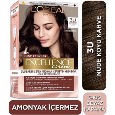 L’oréal Paris Excellence Creme Nude Renkler Saç Boyası – 3u Nude Koyu Kahve - L'Oréal Paris