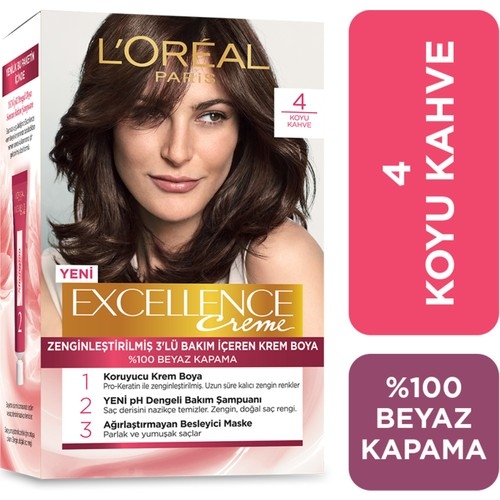 L'Oréal Paris Excellence Creme Saç Boyası - 4 Koyu Kahve - 1