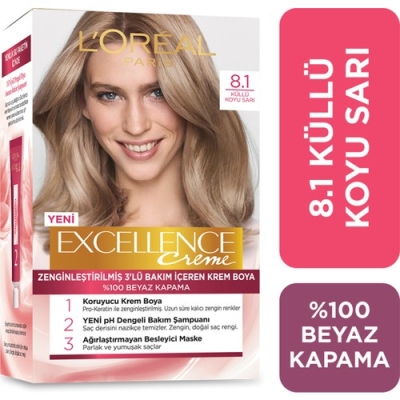 L'Oréal Paris Excellence Creme Saç Boyası 8.1 Koyu Sarı Küllü - L'Oréal Paris
