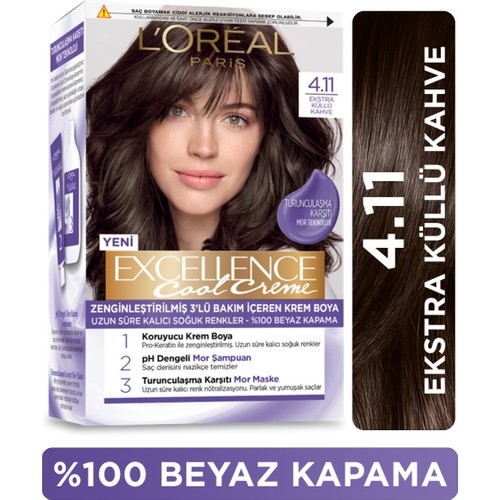 L'Oréal Paris L’oréal Paris Excellence Cool Creme Saç Boyası – 4.11 Ekstra Küllü Kahve - 1