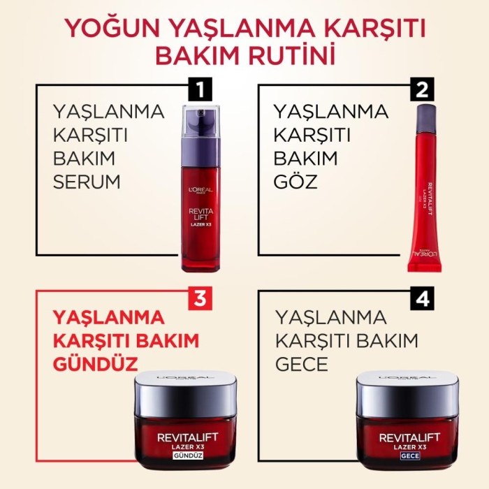 L'Oréal Paris Revitalift Lazer X3 Yoğun Yaşlanma Karşıtı Gündüz Bakım Kremi 50 Ml - 10