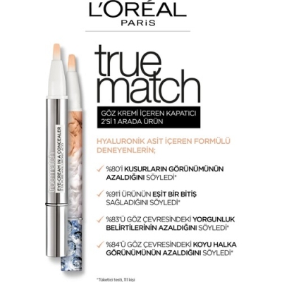L'Oréal Paris True Match Göz Kremi İçeren Kapatıcı [ 2'si 1 Arada ] 1-2D - 3