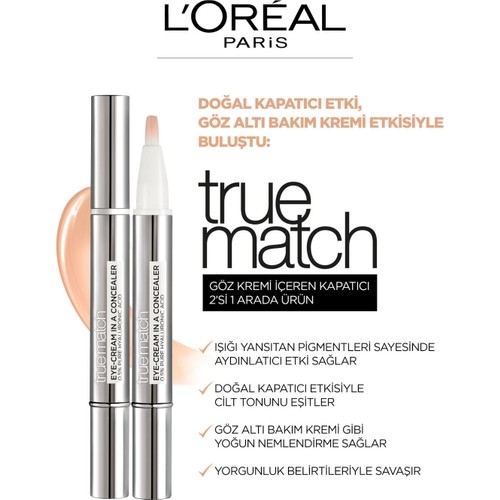 L'Oréal Paris True Match Göz Kremi İçeren Kapatıcı [ 2'si 1 Arada ] 1-2D - 4