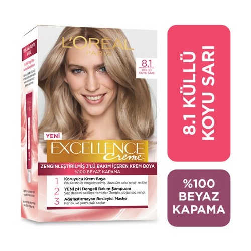 Loreal Excellence 8.1 Küllü Koyu Sarı Saç Boyası - 2