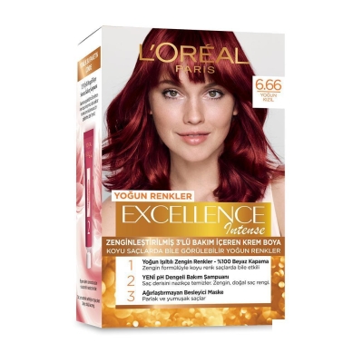Loreal Paris Excellence Intense Saç Boyası 6.66 Yoğun Kızıl - Loreal Paris