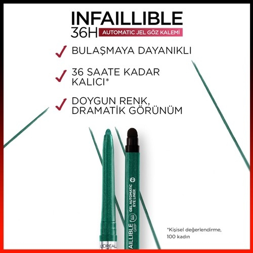 Loreal Paris L'oréal Paris Infaillable Automatic Jel Göz Kalemi - Zümrüt Yeşili - 3