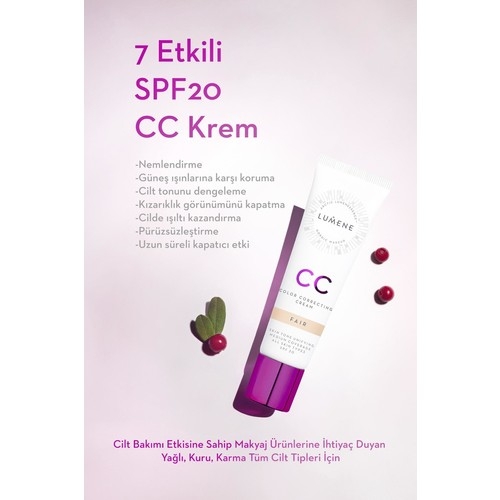 Lumene CC Cream Shade Fair-7 Etkili Renk Dengeleyici CC Krem SPF 20 Açığa Yakın - 2