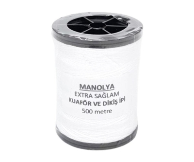 Manolya Ekstra Sağlam Dikiş ve Kuaför Ipi 500M Beyaz 1DNMK03 1234000014562 - Manolya