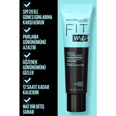 Maybelline Fit Me Matte & Poreless Matlaştırcı Makyaj Bazı - 3