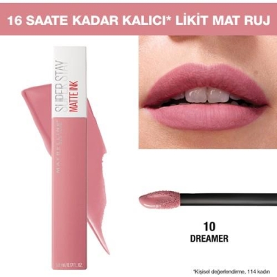 Maybelline Super Stay Matte Ink Likit Mat Ruj - 10 Dreamer - Pembe - 7