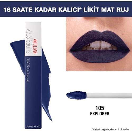 Maybelline Super Stay Matte Ink Likit Mat Ruj - 105 Explorer - Lacivert - 7