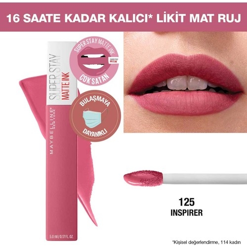 Maybelline Super Stay Matte Ink Likit Mat Ruj - 125 Inspirer - Pembe - 7