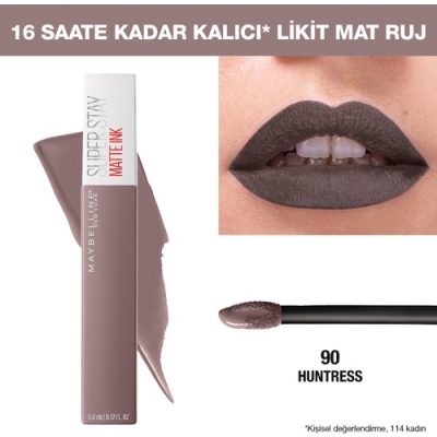 Maybelline New York Super Stay Matte Ink Likit Mat Ruj - 90 Huntress - Gri - Maybelline New York